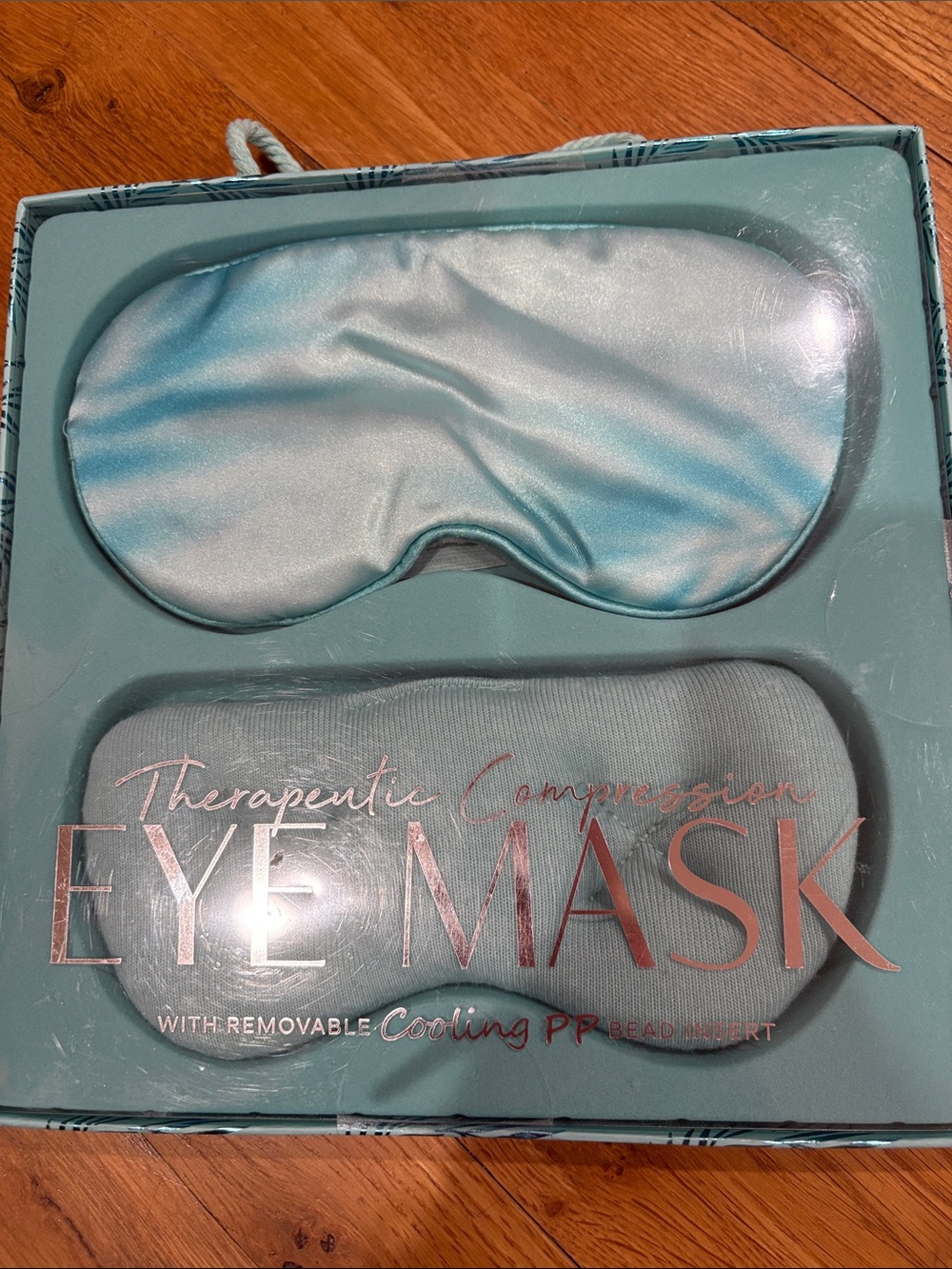 Therapeutic Compression Eye Mask - Light Aqua Satin